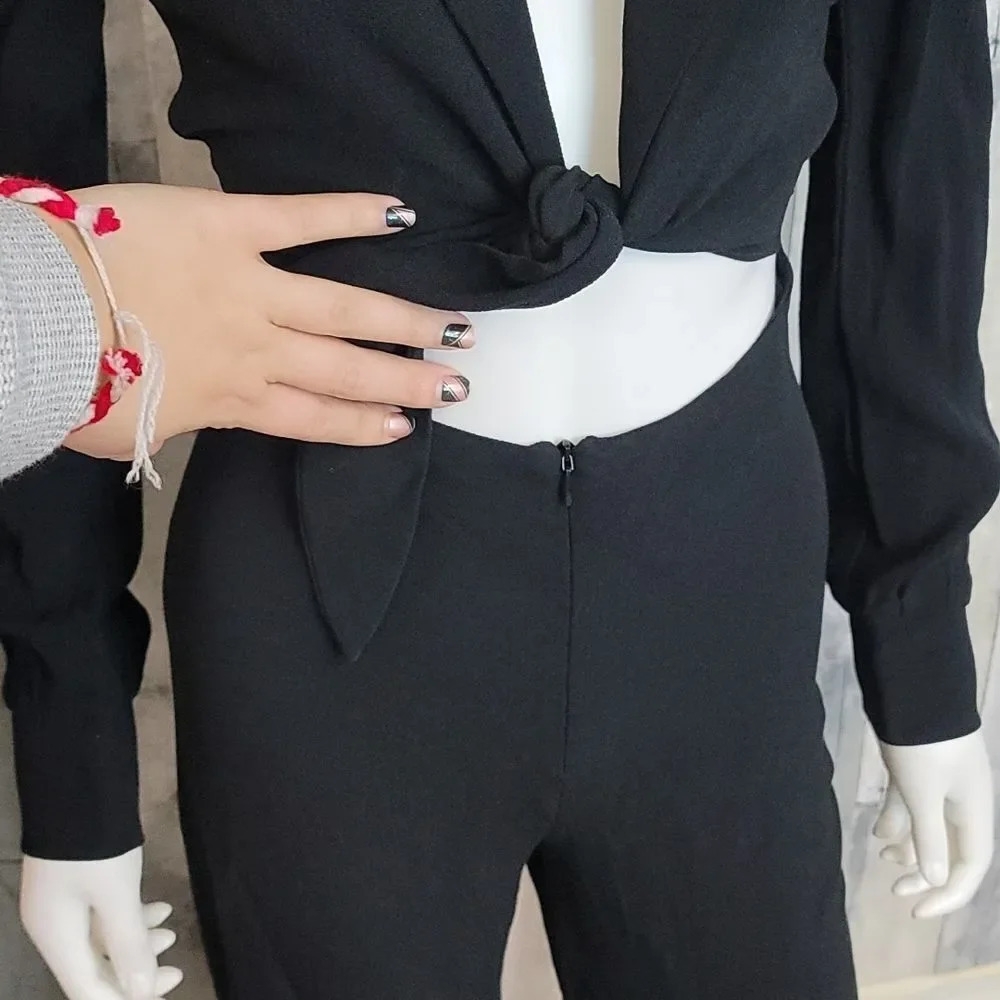 NWOT Reformation Jett Black Collared Jumpsuit - Picture 9 of 15